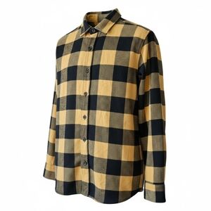 Men's Black and Yellow Checkered Shirt Wool Blend Buffalo Check Small